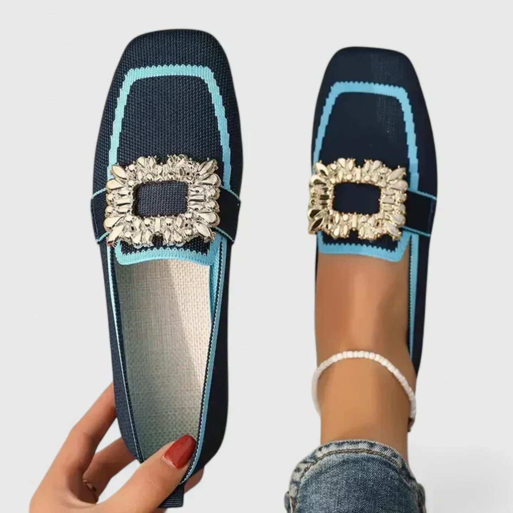 Elise | Dame Krystal Spænde Slip On Loafers