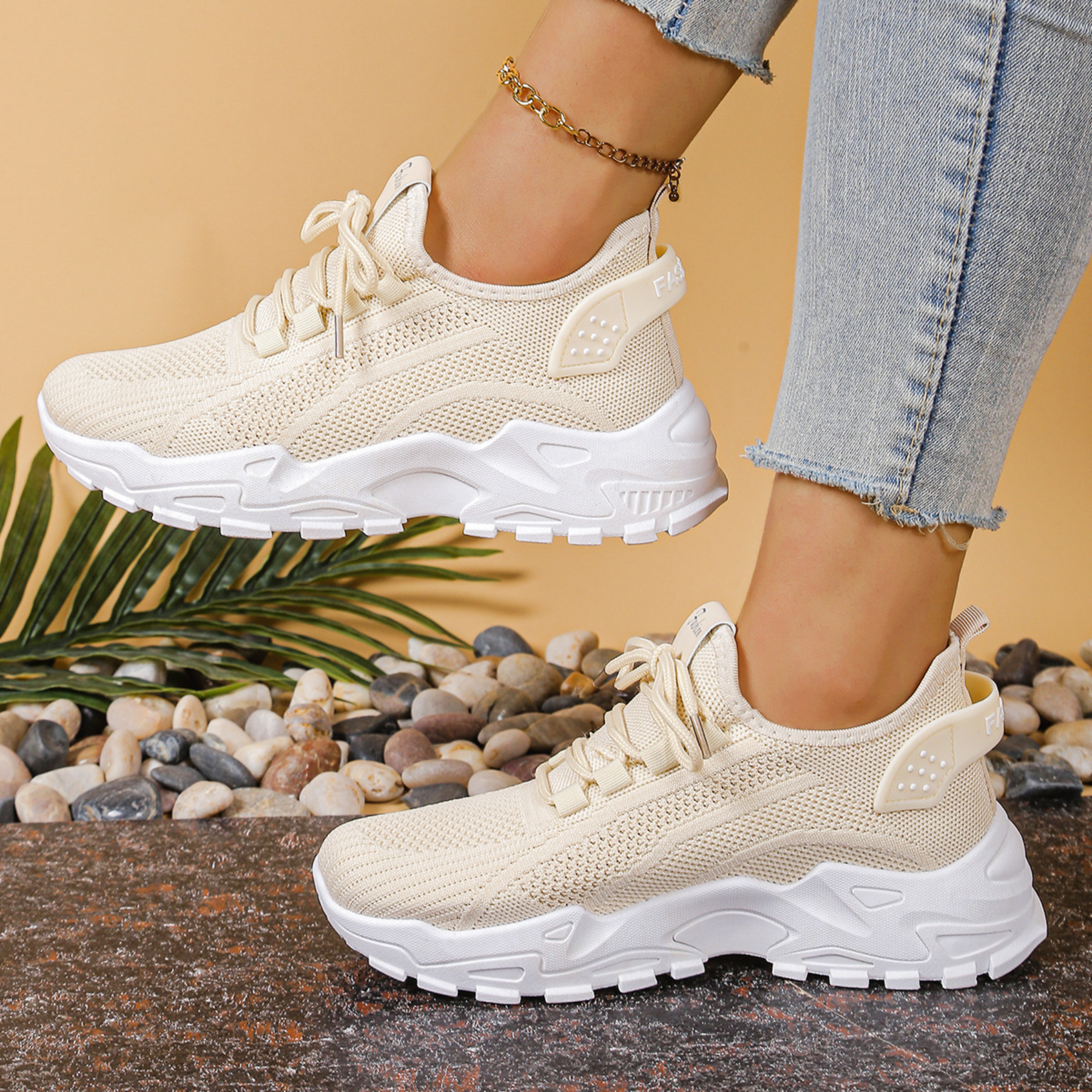 Charlotte | Dame Chunky Strik Løbe Sneakers