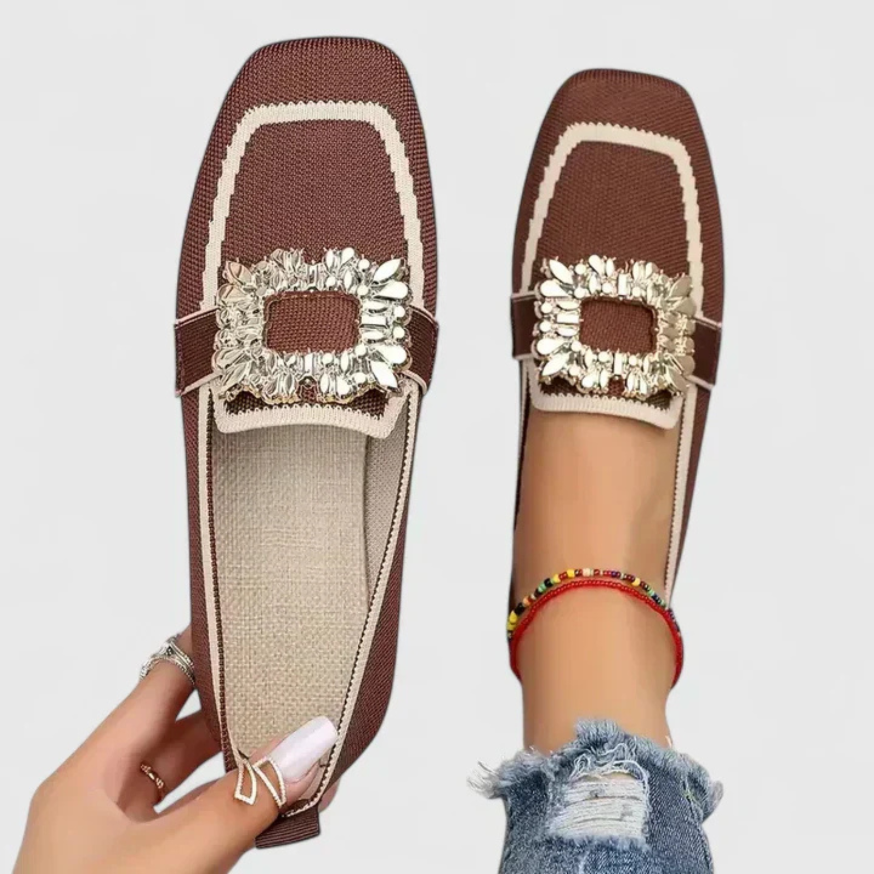 Elise | Dame Krystal Spænde Slip On Loafers