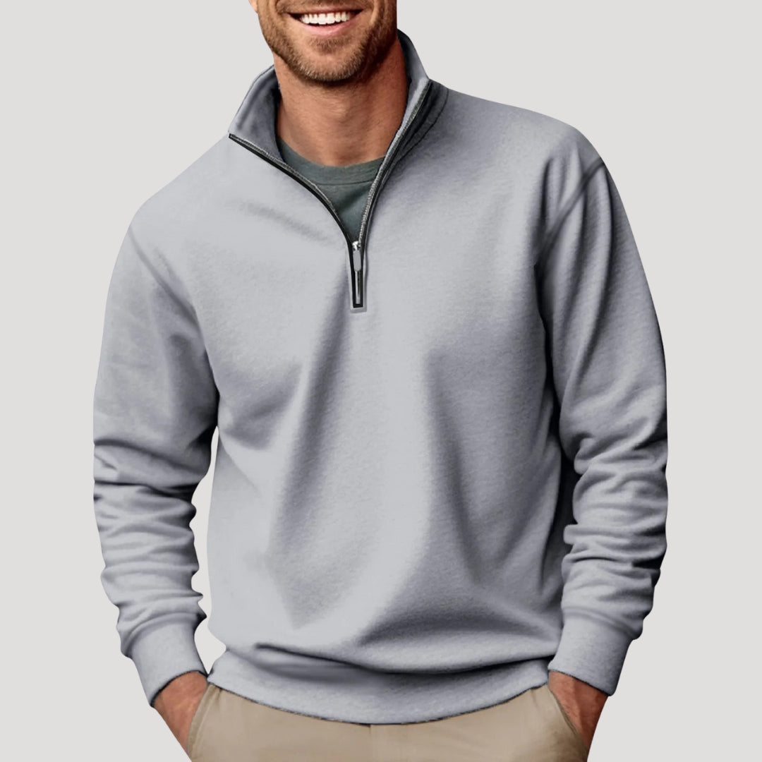 Johan | Herre Klassisk Lynlås Langærmet Sweatshirt