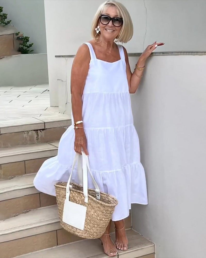 Solveig | Dame Ærmeløs Lagdelt Maxi Casual Kjole