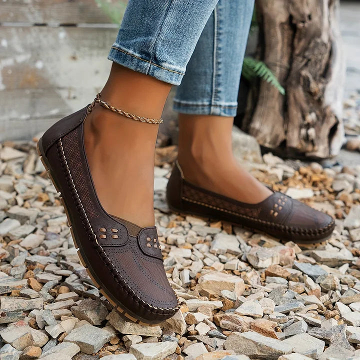 Benedikte | Dame Perforerede Komfort Slip On Loafers