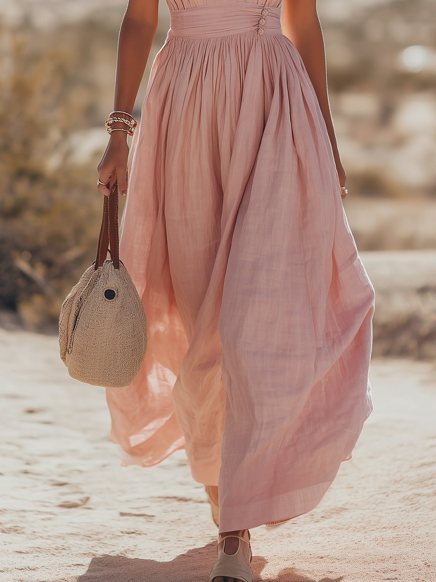 Isabella | Dame Boho Hæklede Halter Maxi Kjole