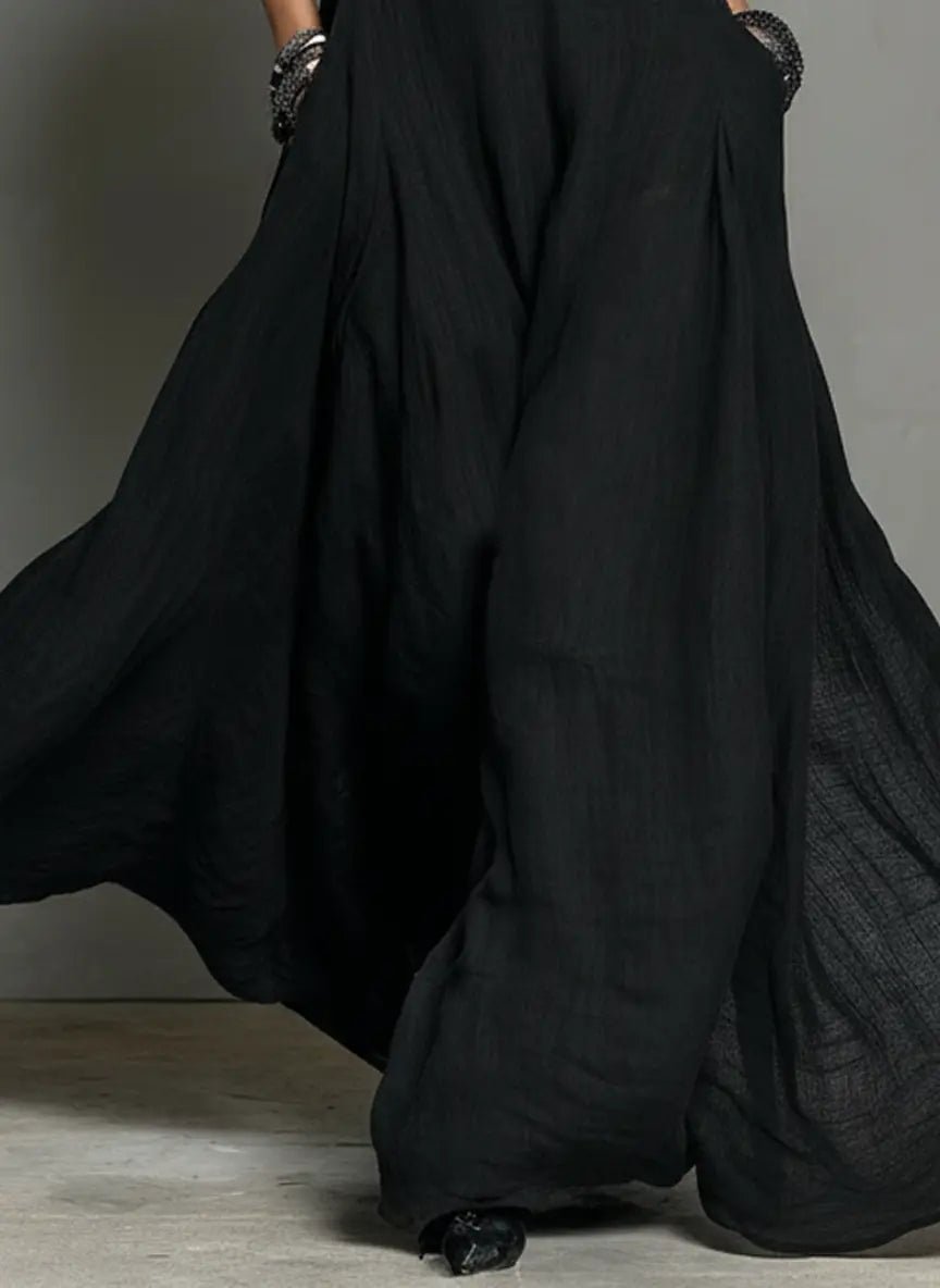 Clara | Dame Halterneck Linned Maxi Kjole