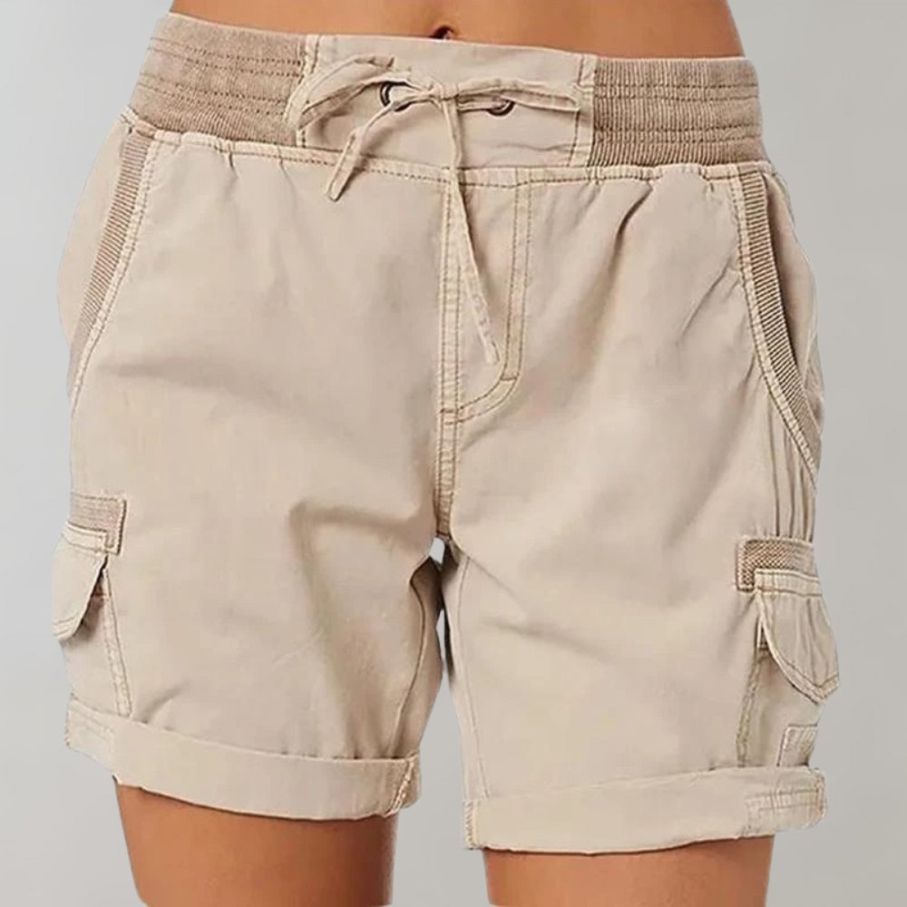 Maja | Dame Højtaljede Cargo Shorts med Snørebånd