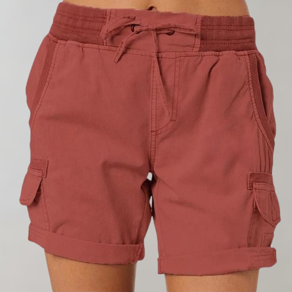 Maja | Dame Højtaljede Cargo Shorts med Snørebånd