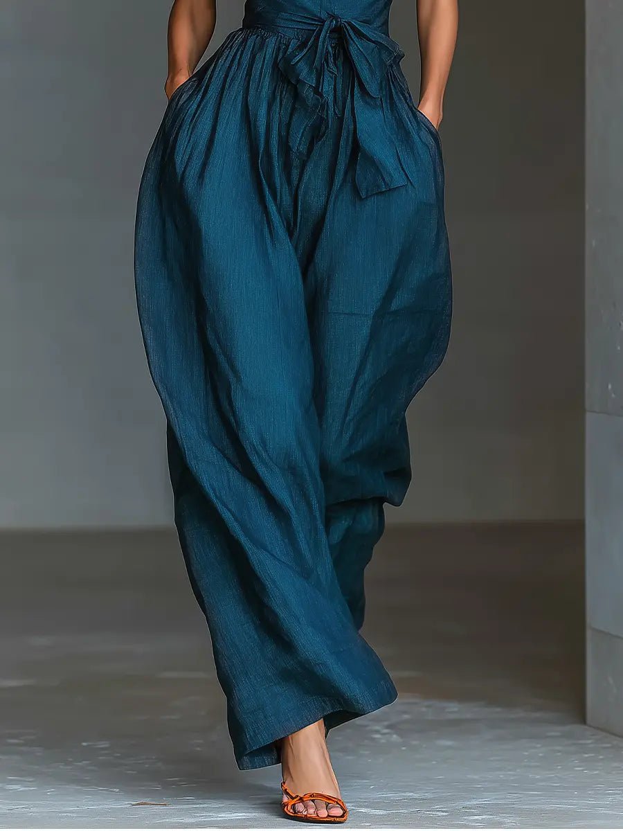 Lea | Dame Kryds-Halter Vidtben Hør Jumpsuit