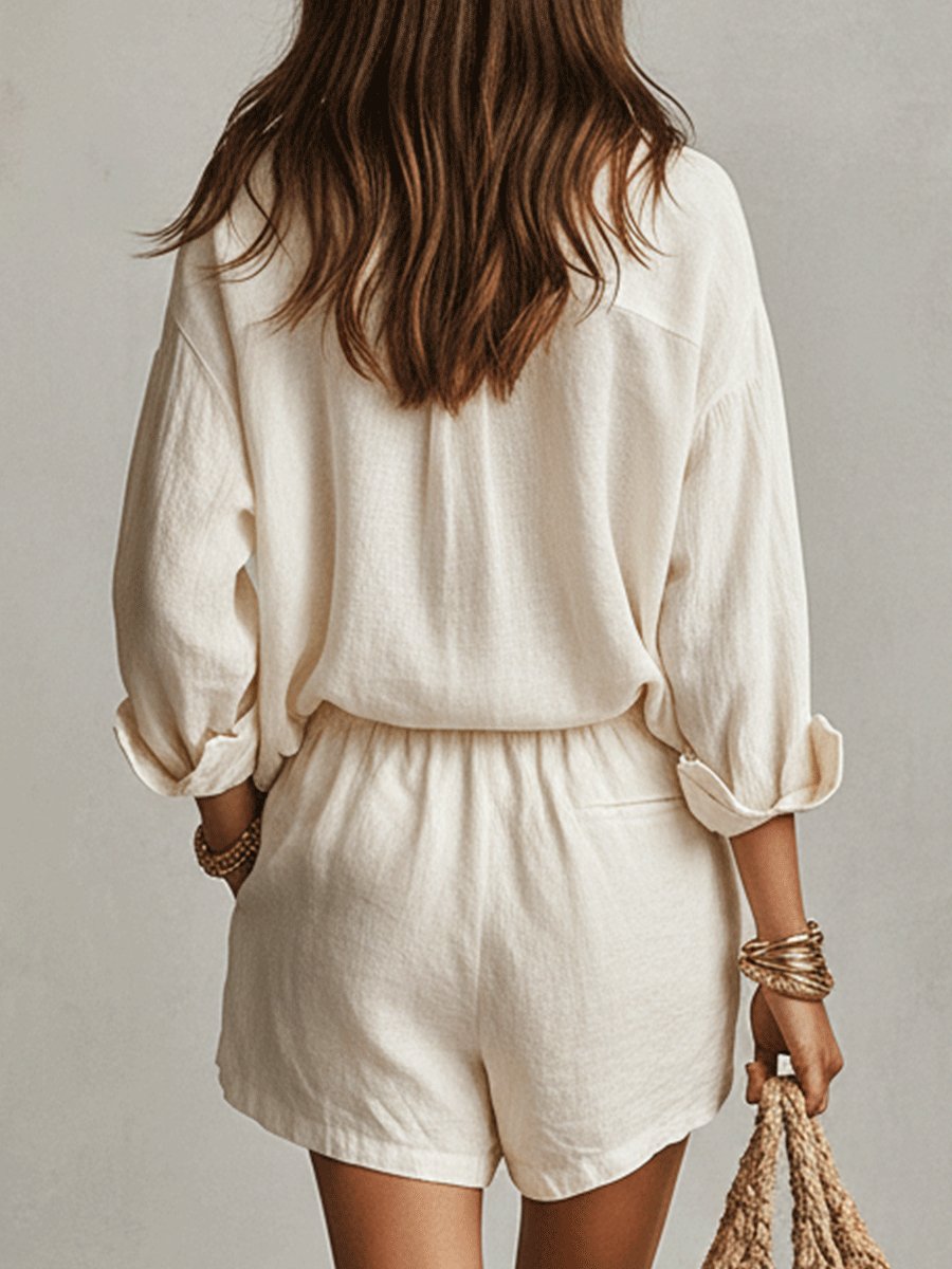 Ella | Dame Oversized Hørskjorte Shorts Sæt