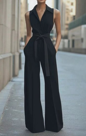 Ella | Dame Ærmeløs Wide-Leg Jumpsuit med Bælte
