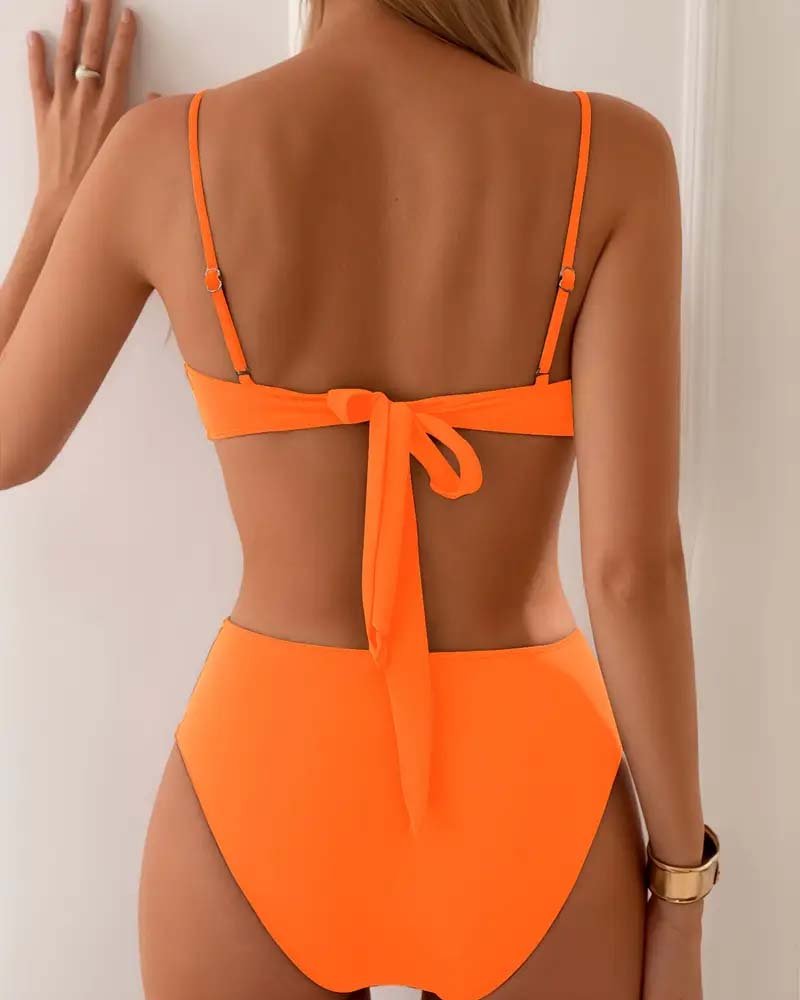 Josefine | Dame Todelt Stropløs Bikini Med Gulddetaljer