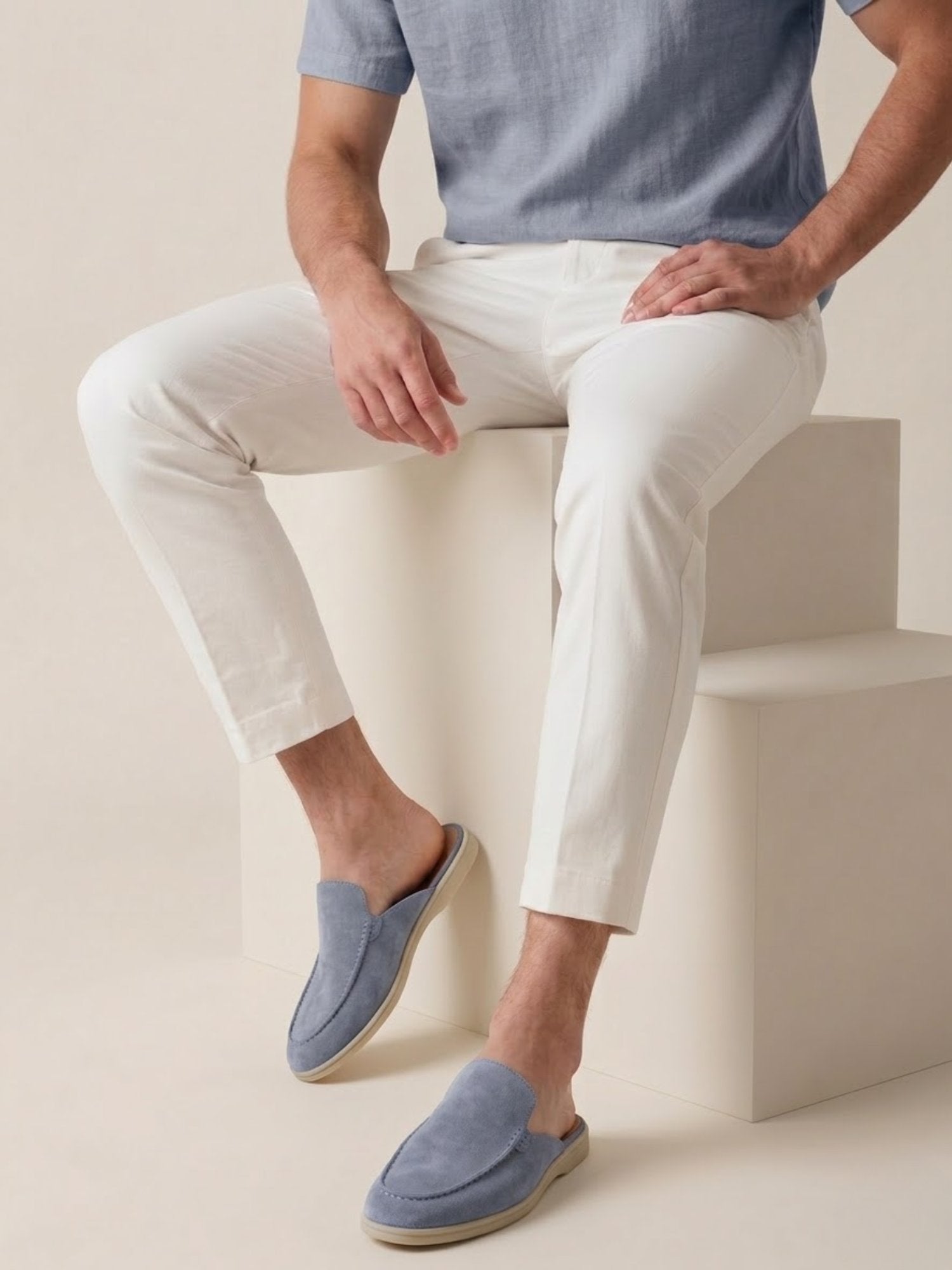 Malthe | Herre Slip-On Mules Åben Hæl Syede Detaljer