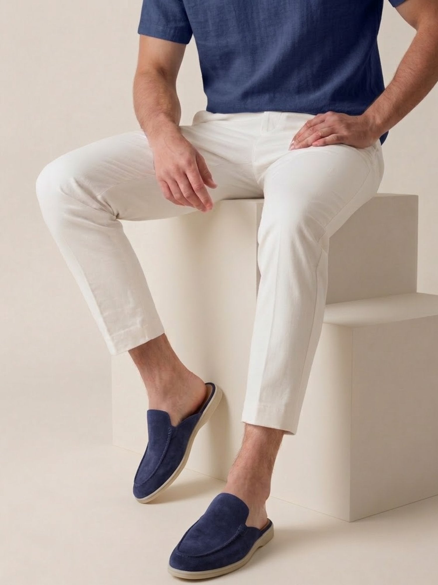 Malthe | Herre Slip-On Mules Åben Hæl Syede Detaljer