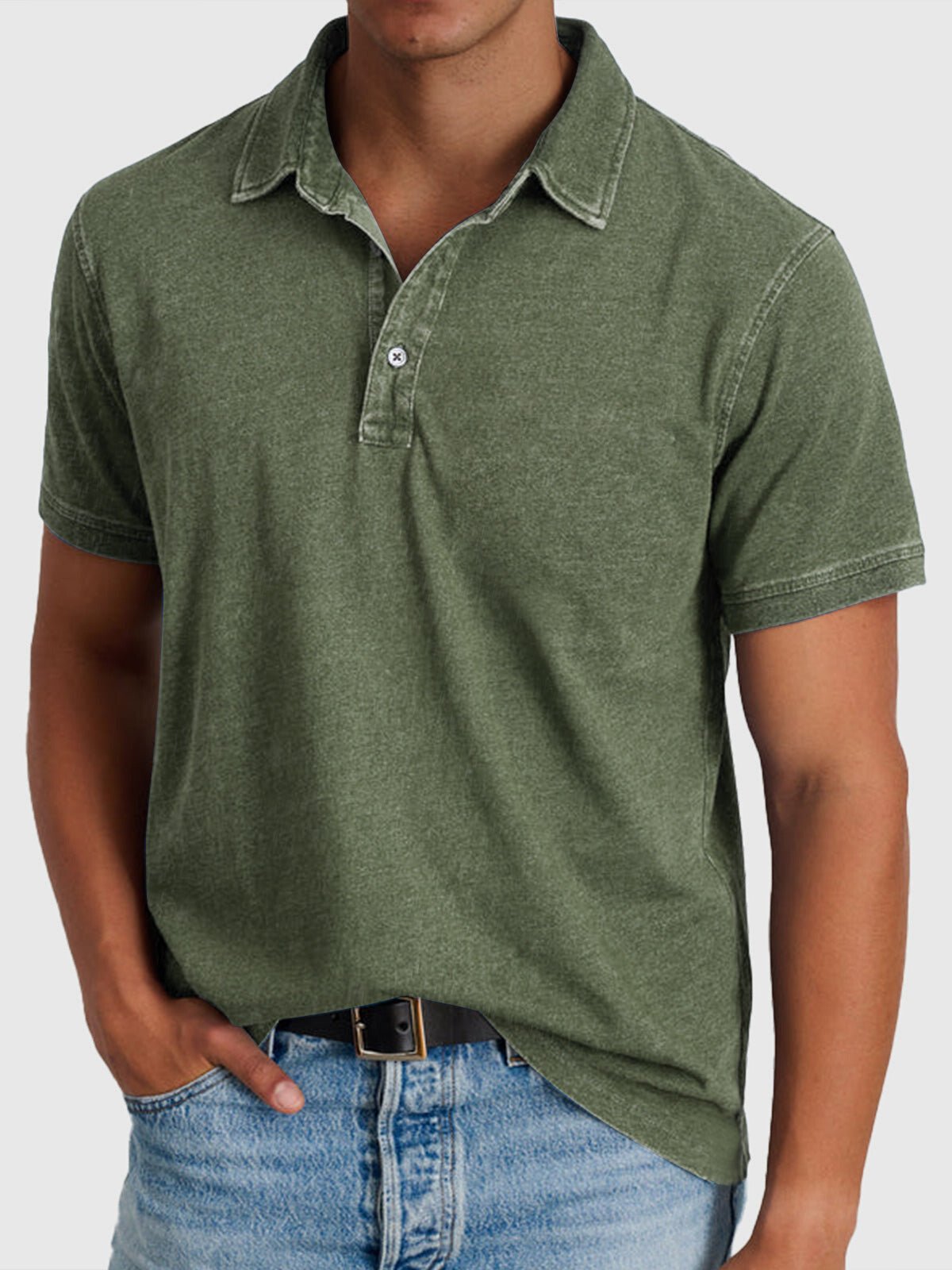 Oscar | Herrer Kortærmet Polo Shirt Denim-Bomuld Regular Fit