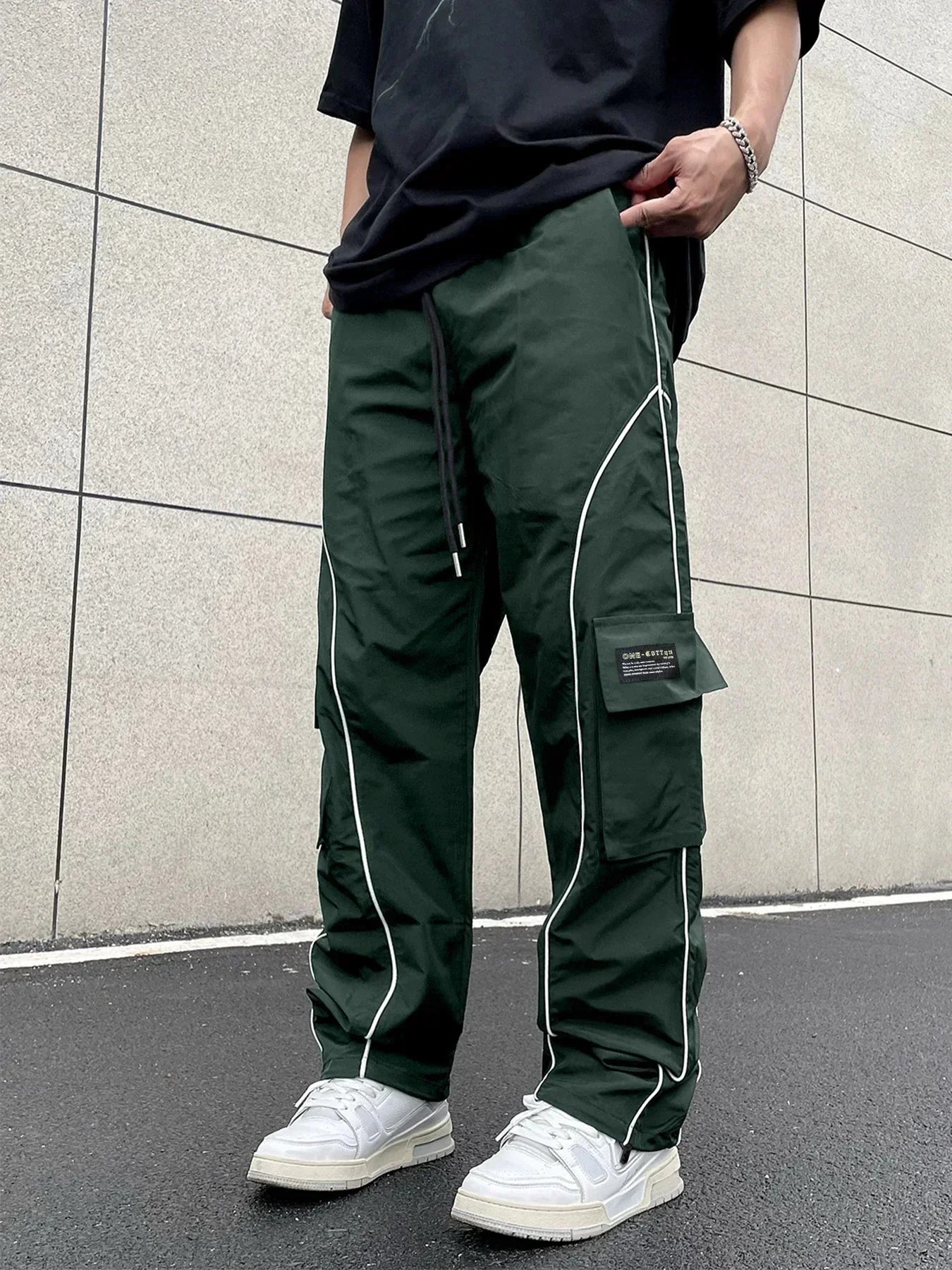 Adrian | Herre Casual Loose-Fit Cargo Bukser Med Sidestriber