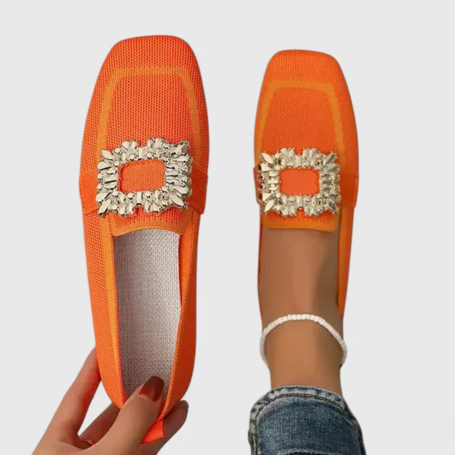Elise | Dame Krystal Spænde Slip On Loafers