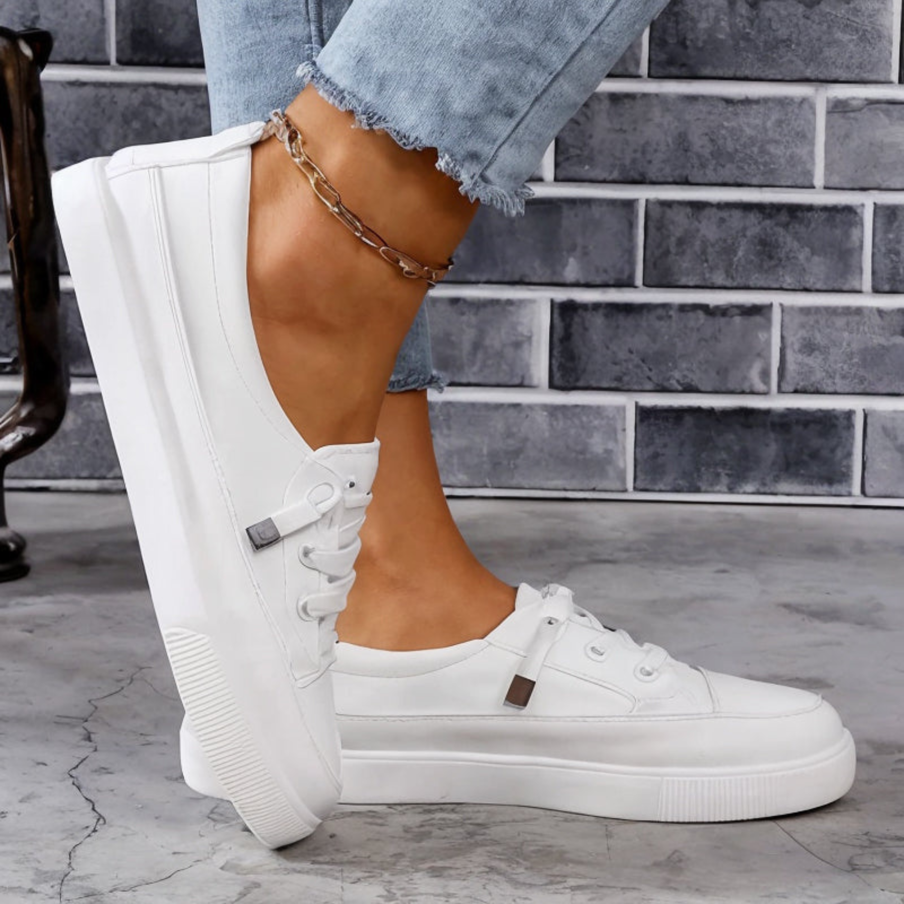 Ditte | Dame Minimal Snøre Sneakers