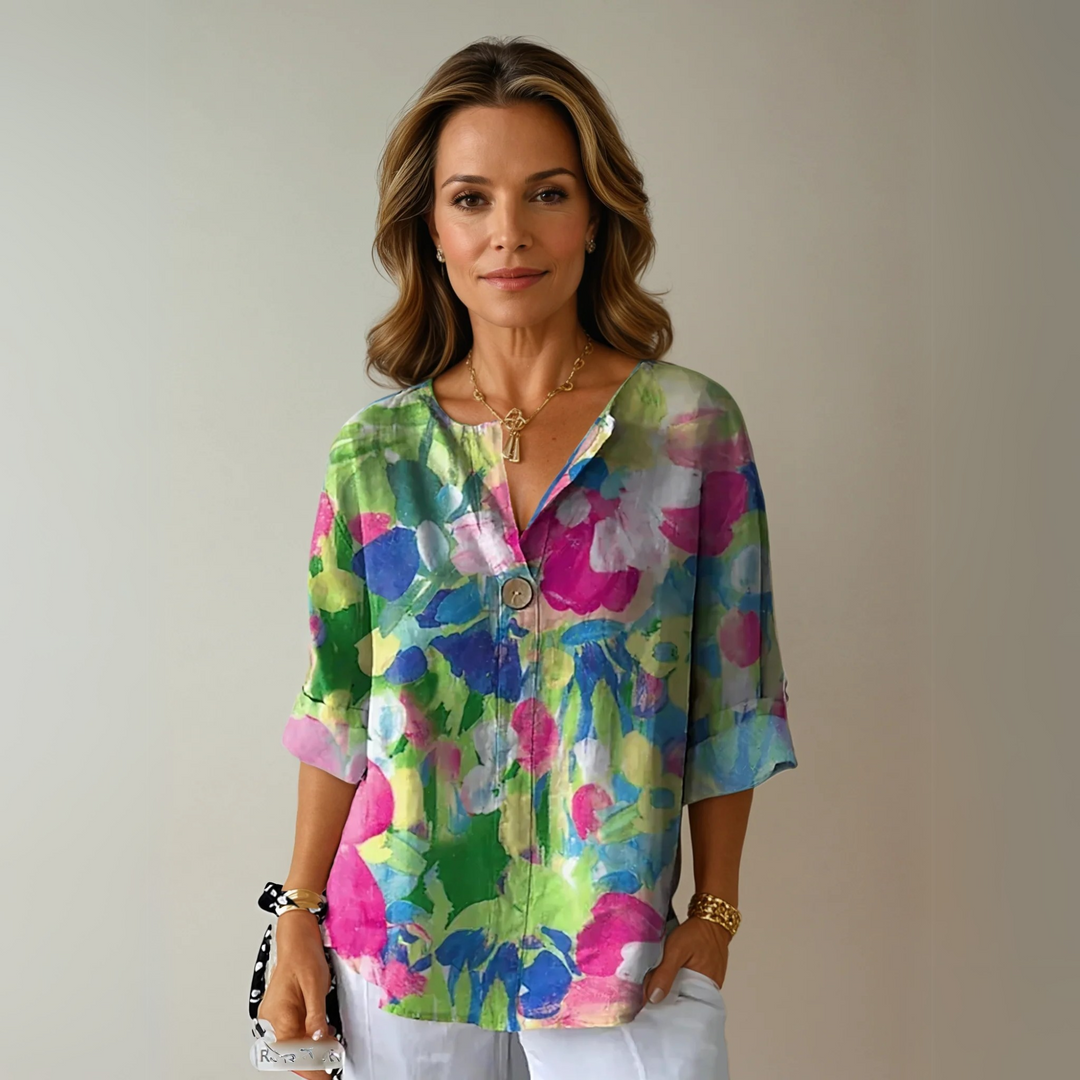 Kamilla | Dame Blomstret V-Hals Casual Top