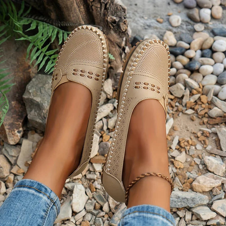 Benedikte | Dame Perforerede Komfort Slip On Loafers