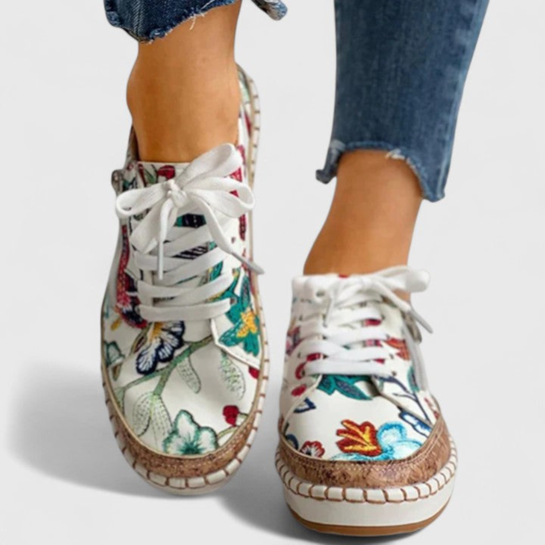 Jonna | Dame Blomster Platform Sneakers