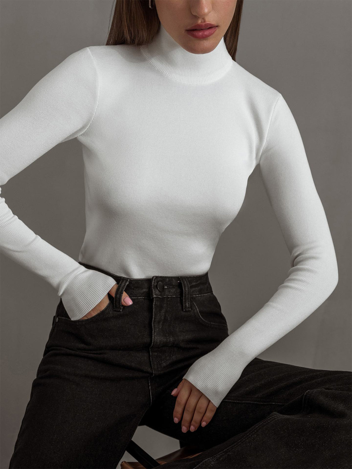 Cathrine | Dame Forårs Komfortabel Mock Neck Top