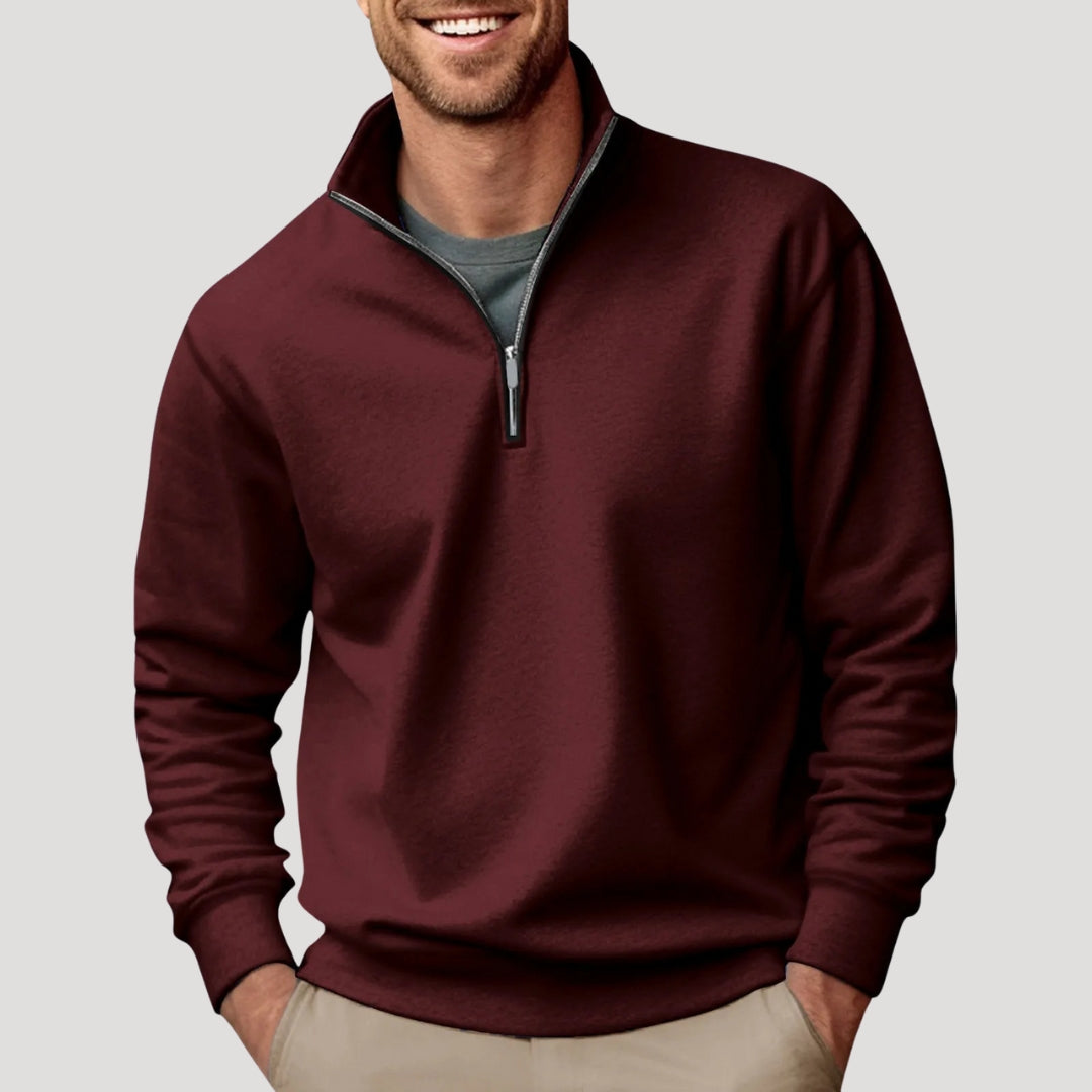 Johan | Herre Klassisk Lynlås Langærmet Sweatshirt