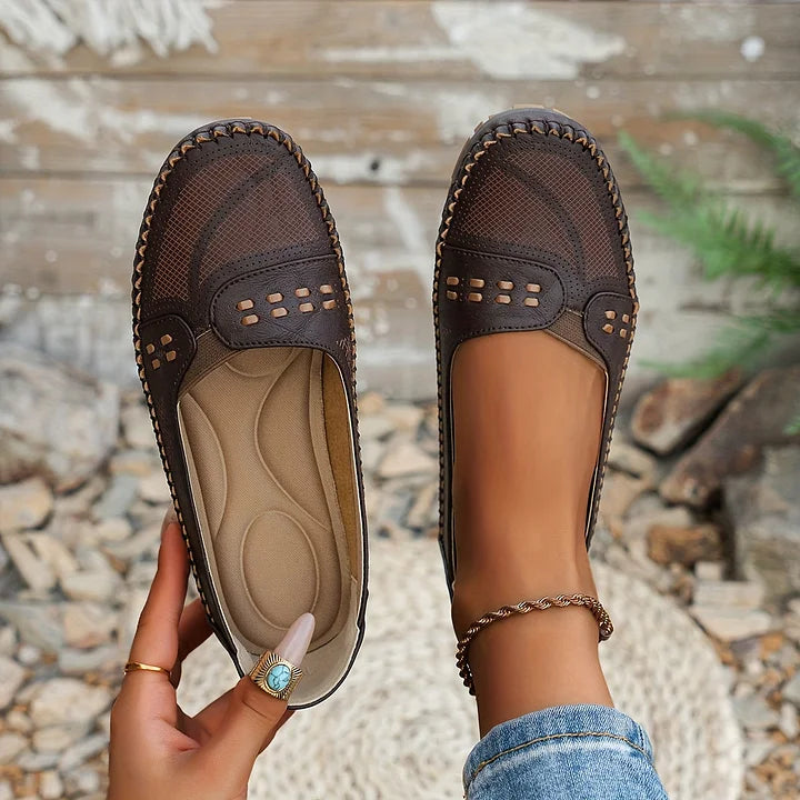 Benedikte | Dame Perforerede Komfort Slip On Loafers