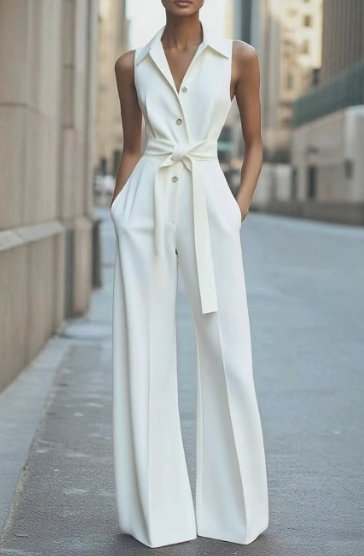 Ella | Dame Ærmeløs Wide-Leg Jumpsuit med Bælte