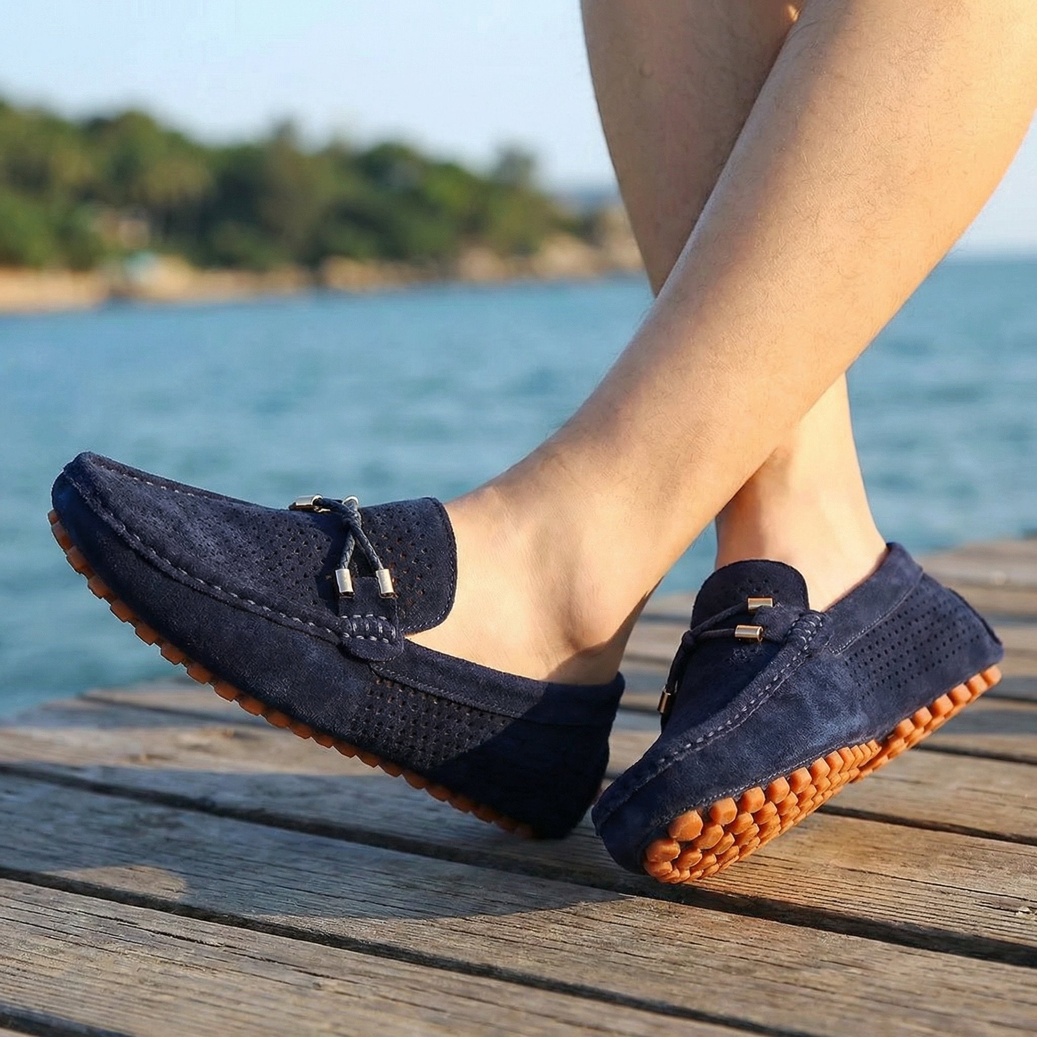 William | Herreloafers Perforeret Ruskind Slip-On Sommer