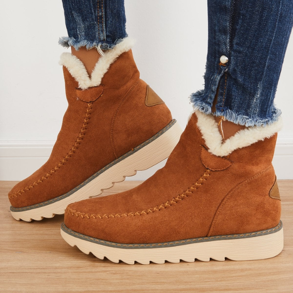 Beryl | Dame Slip On Ankel Platform Støvler Med Syningsdetaljer