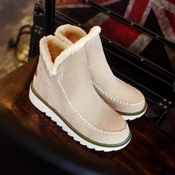 Beryl | Dame Slip On Ankel Platform Støvler Med Syningsdetaljer