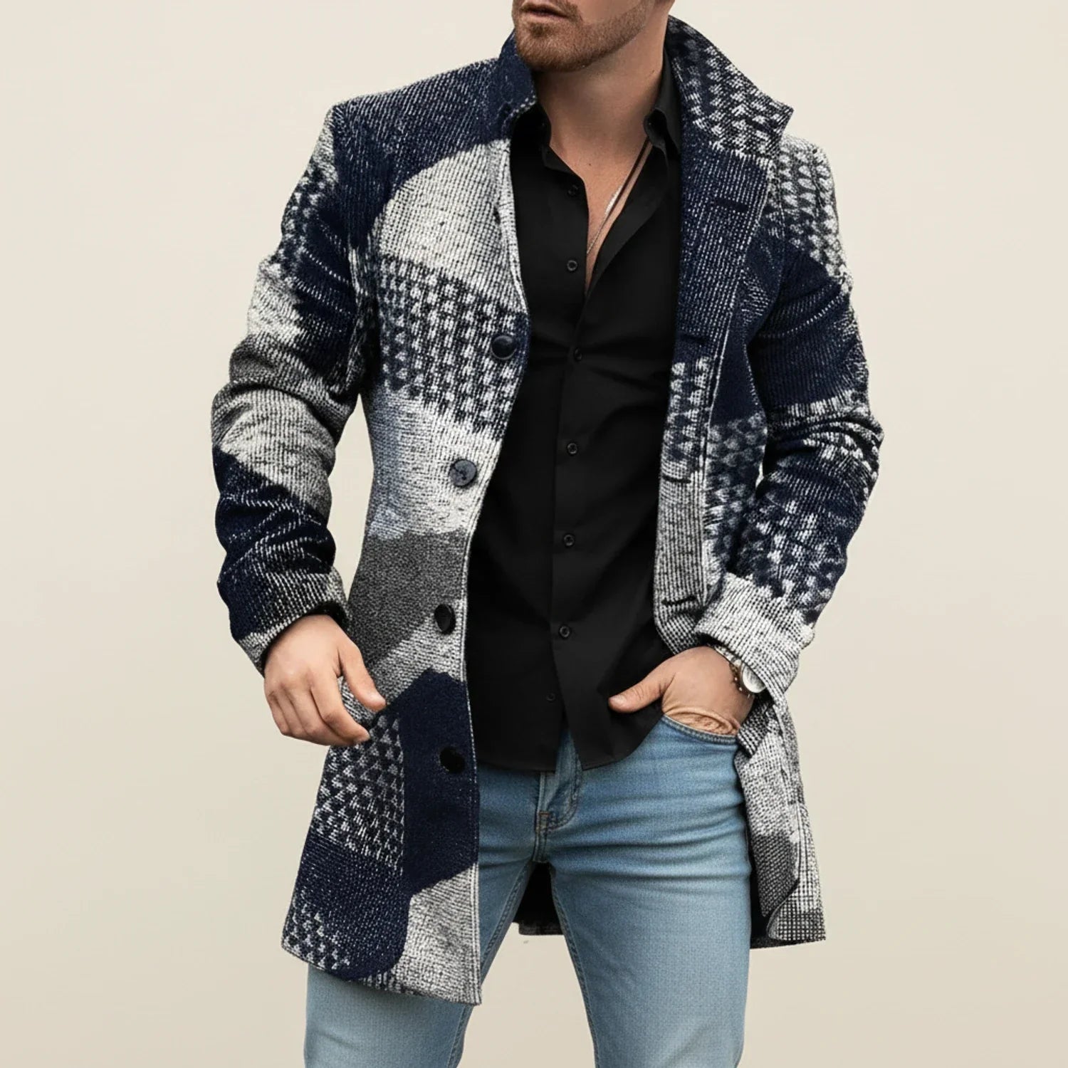Martin | Vinter Patchwork-Stil Herre Frakke