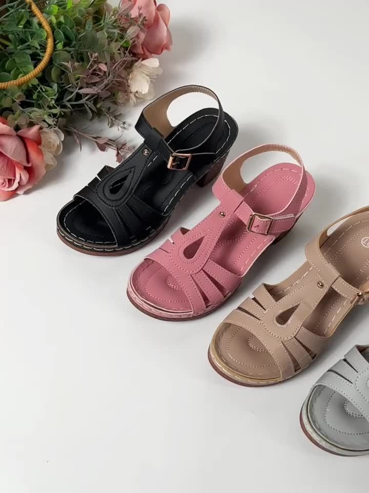 Liv | Ortopædiske Sandaler Block Hæl Vintage Spænde Comfort