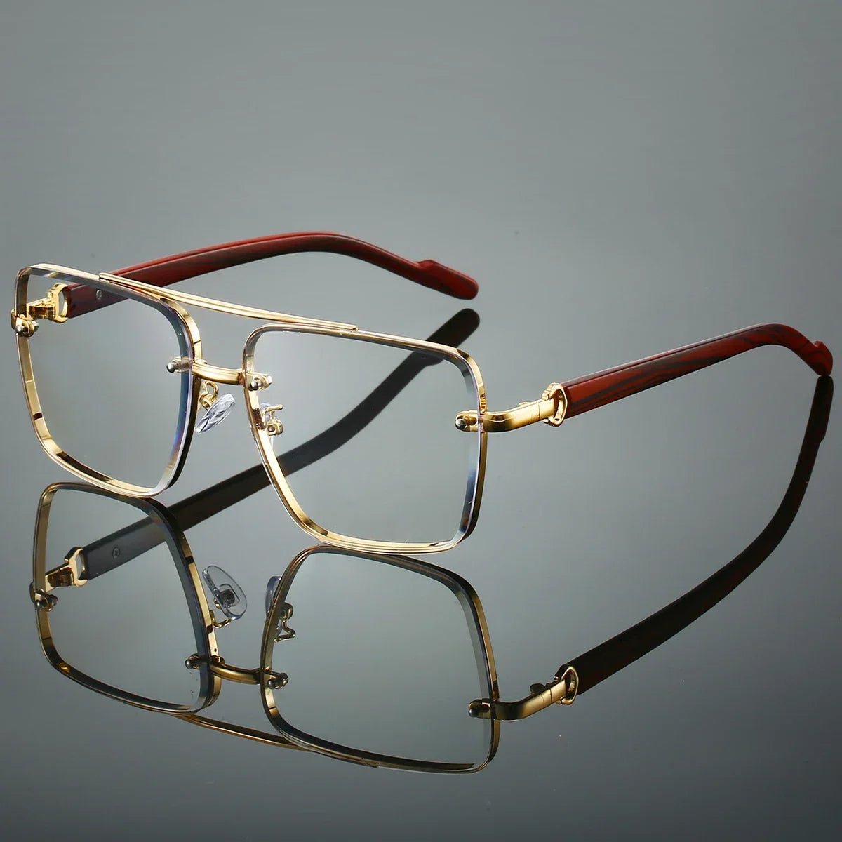 Oscar | Sunglasses Aviator Guld Træ Stel UV Beskyttelse