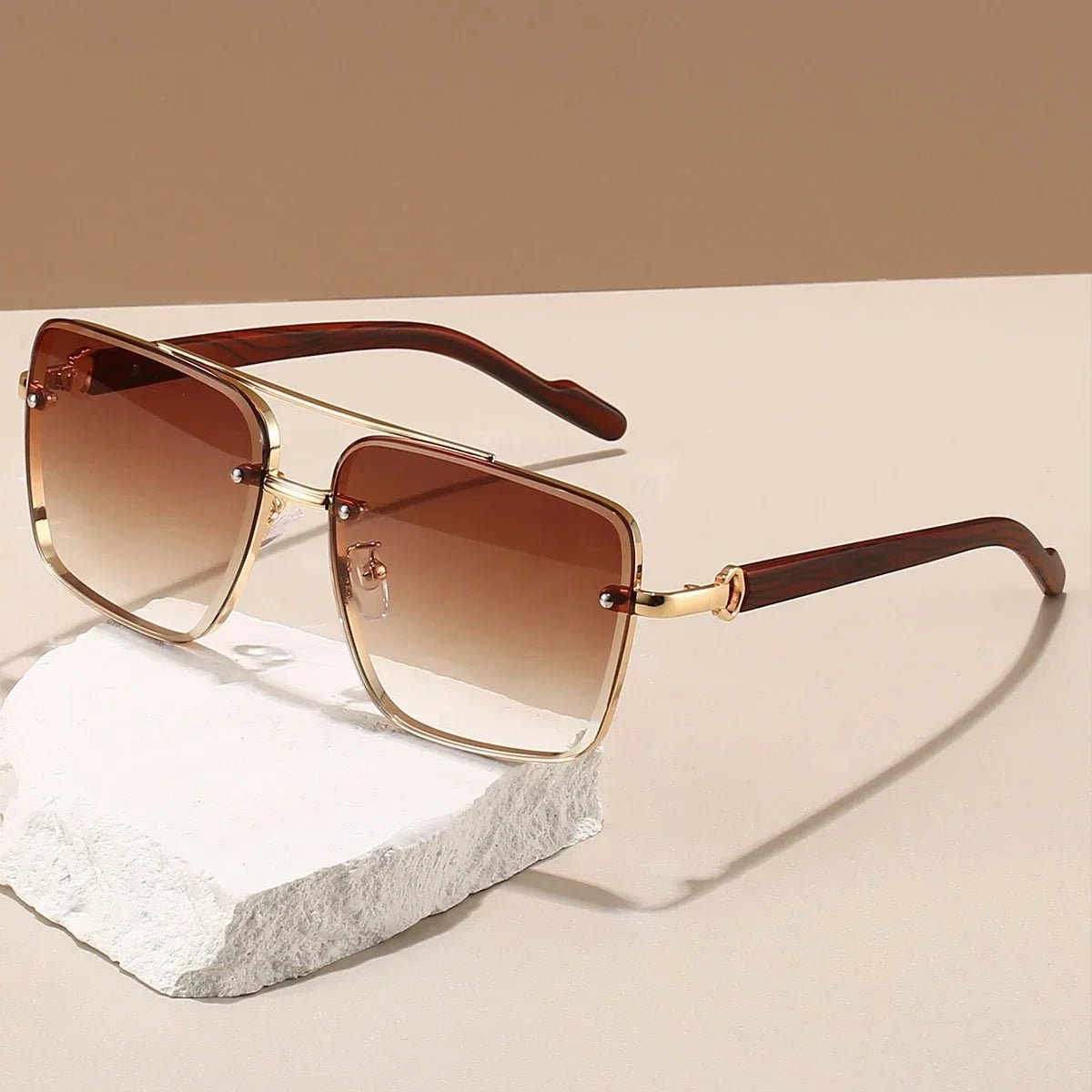 Oscar | Sunglasses Aviator Guld Træ Stel UV Beskyttelse