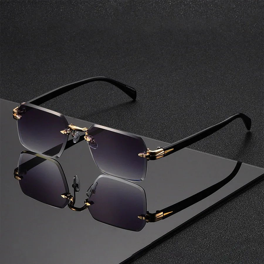 Ida | Sunglasses Rimless Gradient Gold Bridge Unisex