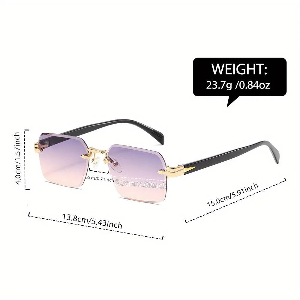 Ida | Sunglasses Rimless Gradient Gold Bridge Unisex