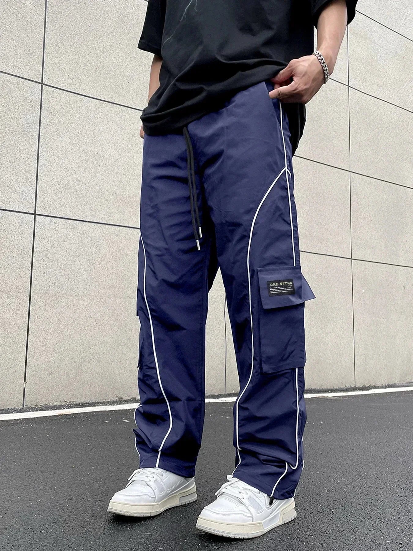 Adrian | Herre Casual Loose-Fit Cargo Bukser Med Sidestriber